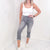 Judy Blue Contrast Grey Button Fly High Waist Cuffed Capris - Boujee Boutique 