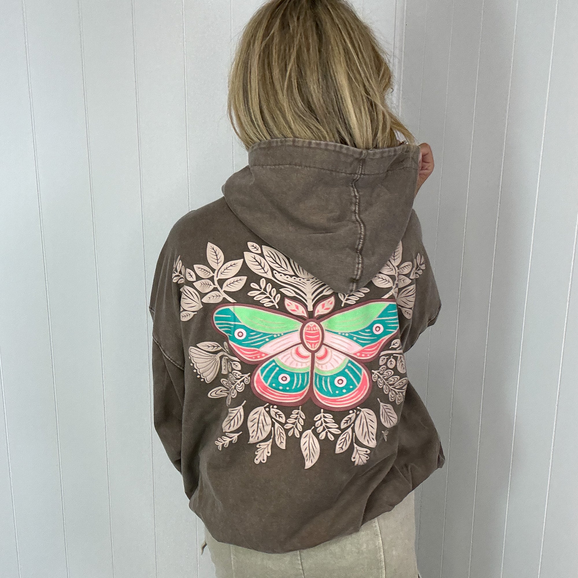 Wildflower Wonderland Butterfly Long Sleeve Hoodie in 3 Colors - Boujee Boutique 