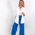 Spring Bloomin White Ribbed Long Sleeve Button Up Top - Boujee Boutique 