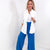 Spring Bloomin White Ribbed Long Sleeve Button Up Top - Boujee Boutique 