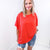 Spring Bloomin Coral Orange Ribbed Oversized Short Sleeve Top - Boujee Boutique 