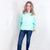 Oversized Luxe Soft Corded Crewneck Pullover in Mint Green