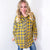 Effortless Edge Frayed Plaid Longline Button Up Top In Mustard *Final Sale*