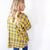 Effortless Edge Frayed Plaid Longline Button Up Top In Mustard *Final Sale*