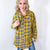 Effortless Edge Frayed Plaid Longline Button Up Top In Mustard *Final Sale*