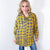 Effortless Edge Frayed Plaid Longline Button Up Top In Mustard *Final Sale*