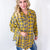Effortless Edge Frayed Plaid Longline Button Up Top In Mustard *Final Sale*