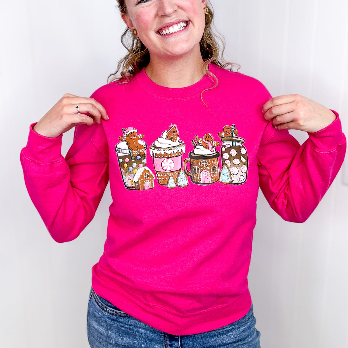 Pink Gingerbread Latte Christmas Sweatshirt