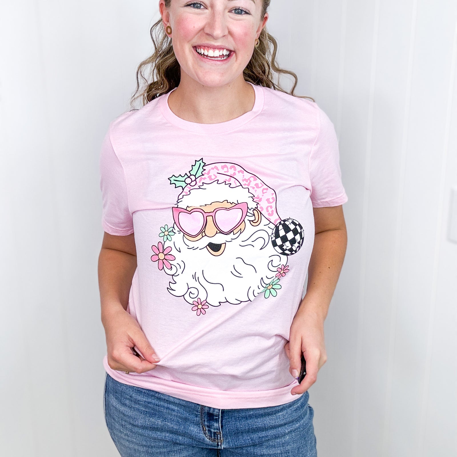 Pink Groovy Santa Short Sleeve Graphic Tee