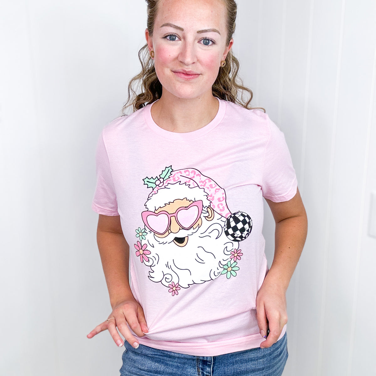 Pink Groovy Santa Short Sleeve Graphic Tee