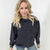 Luxe Corded Crewneck Pullover Sweater in Black