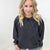 Luxe Corded Crewneck Pullover Sweater in Black