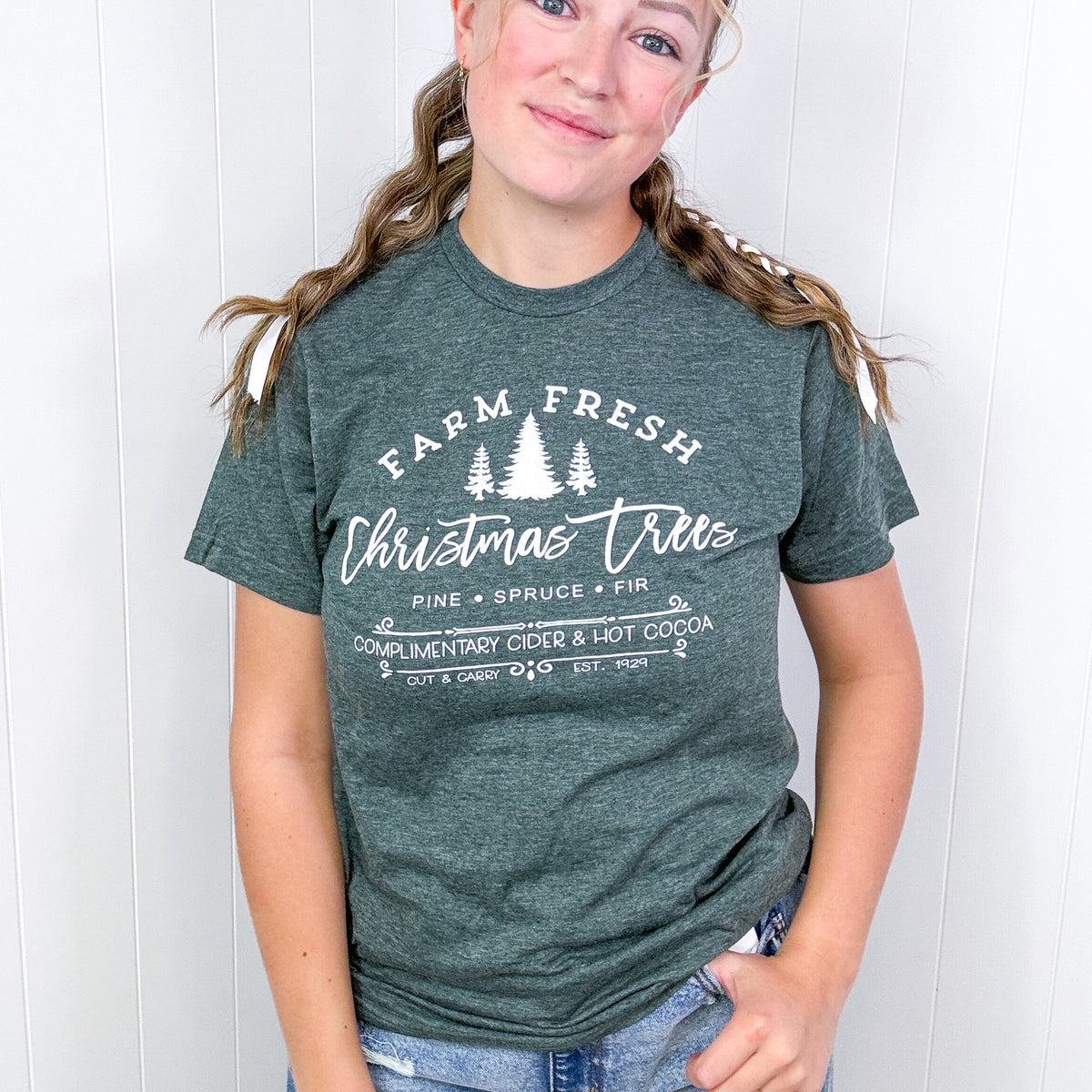 Farm Fresh Christmas Tree Pine Spruce Fir Graphic Tee