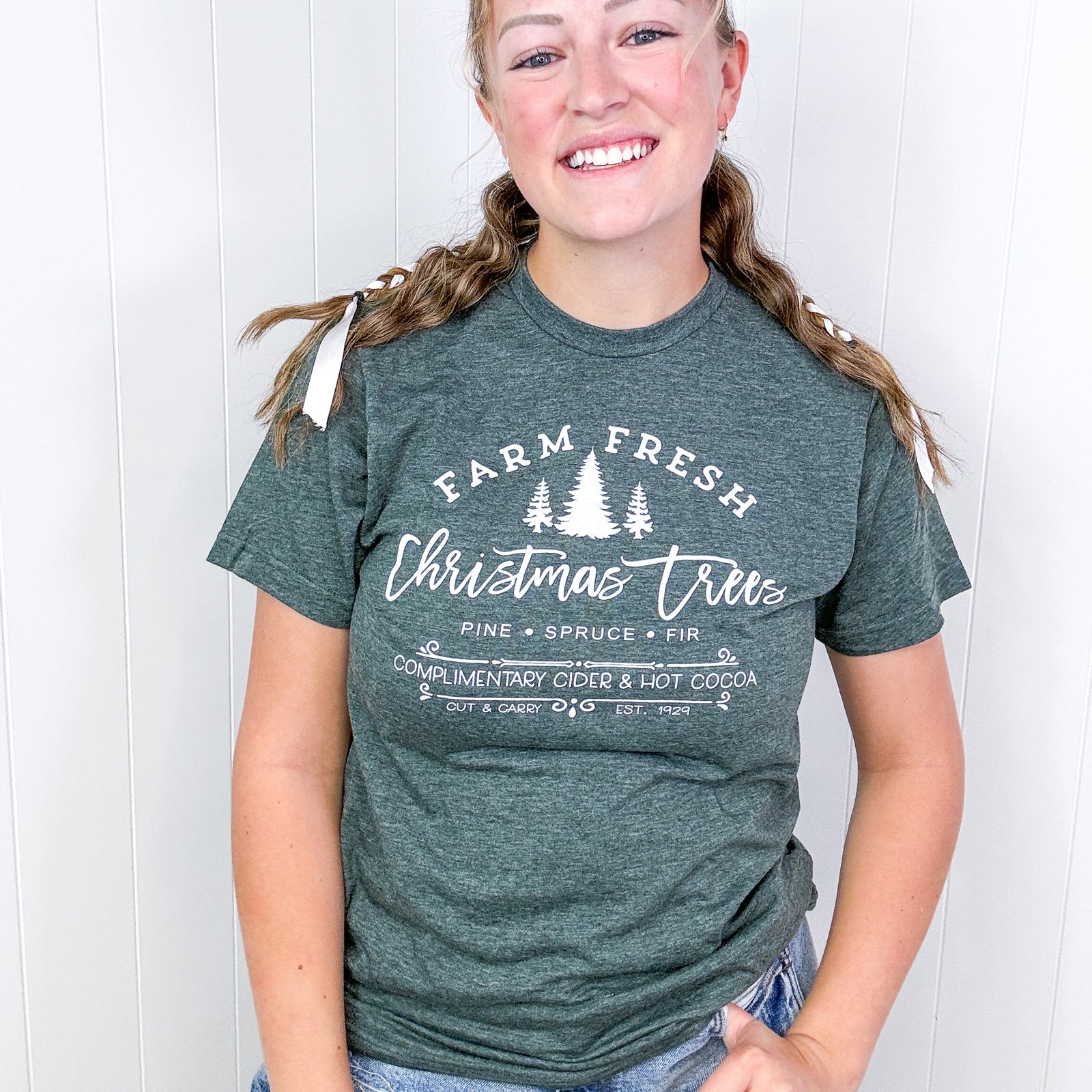 Farm Fresh Christmas Tree Pine Spruce Fir Graphic Tee