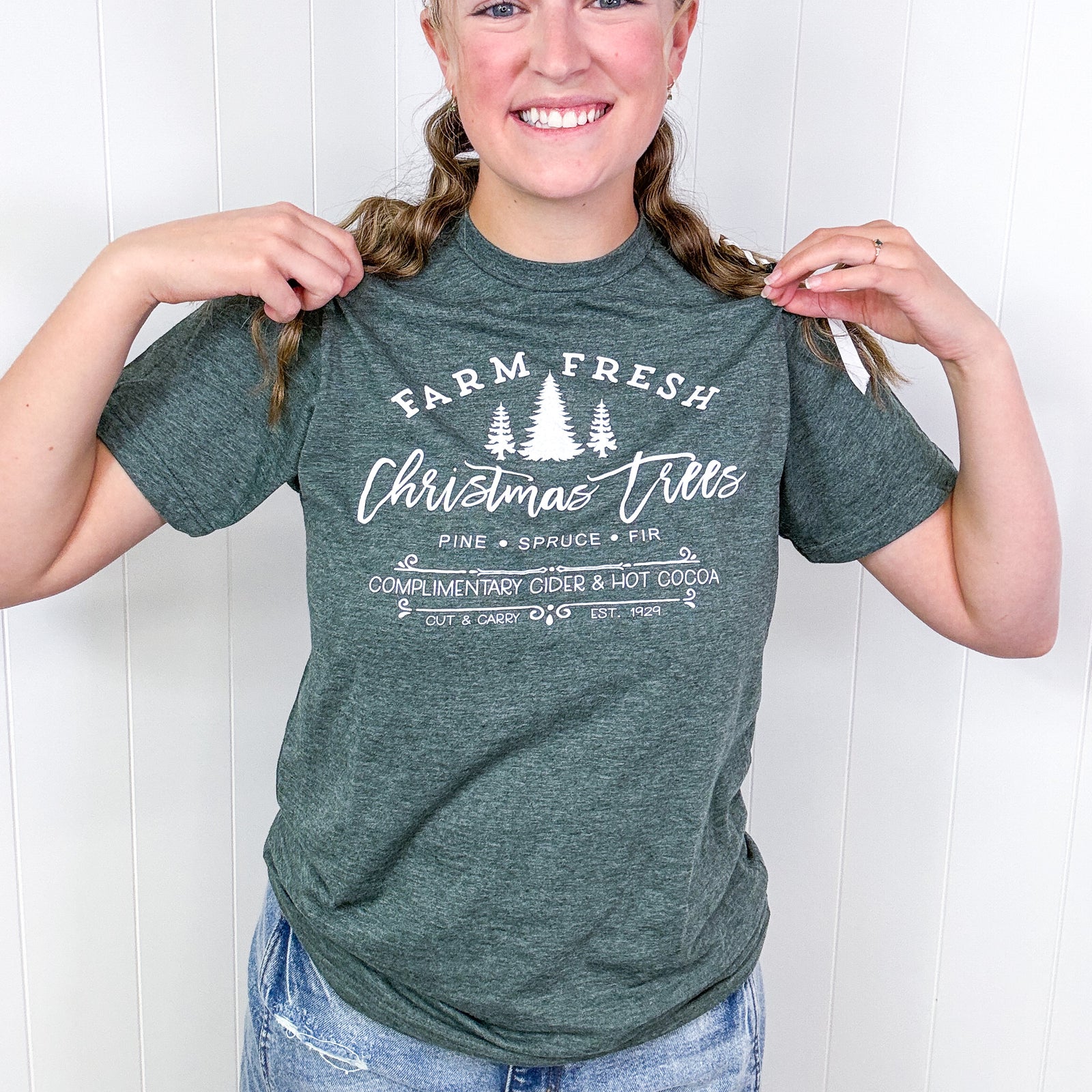 Farm Fresh Christmas Tree Pine Spruce Fir Graphic Tee