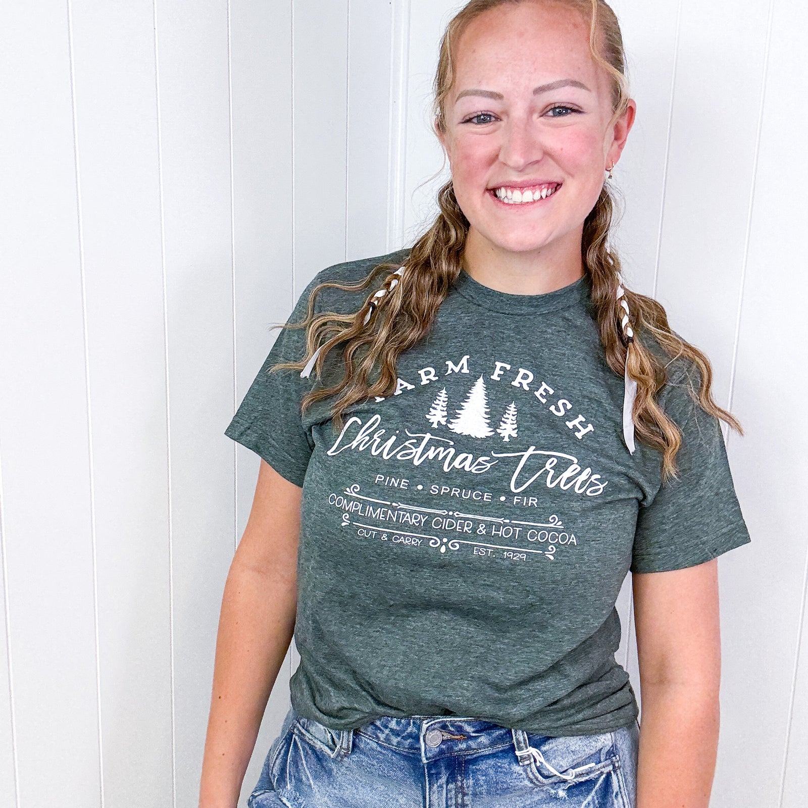 Farm Fresh Christmas Tree Pine Spruce Fir Graphic Tee