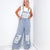 Pol Living Lacy Relaxed Super Wide Leg Patch Detail Denim Overalls - Boujee Boutique 
