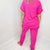 Krisie Hot Pink V Neckline Creamy Soft Lounge Set - Boujee Boutique 