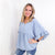 Andree By Unit Airflow Peplum Ruffle Sleeve Top in Chambray - Boujee Boutique 