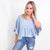 Andree By Unit Airflow Peplum Ruffle Sleeve Top in Chambray - Boujee Boutique 