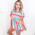 Multicolor Stripe Thermal Knit Ruffle Sleeve Babydoll Top - Boujee Boutique 