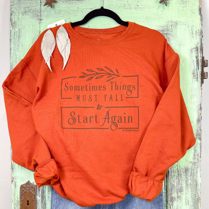 Start Again Burnt Orange Solid Sweatshirt - Boujee Boutique 