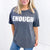 Always Enough Ribbed Graphic Tee with Raised Patch Letters in Charcoal - Boujee Boutique 