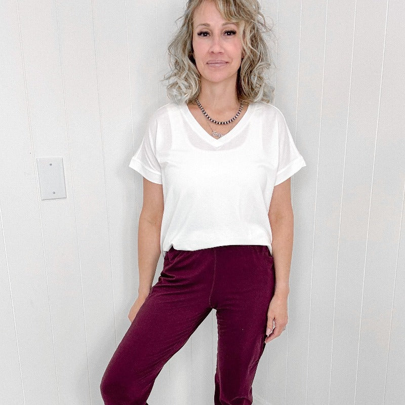 Burgundy Butter Soft Legging Cargo Jogger - Boujee Boutique 