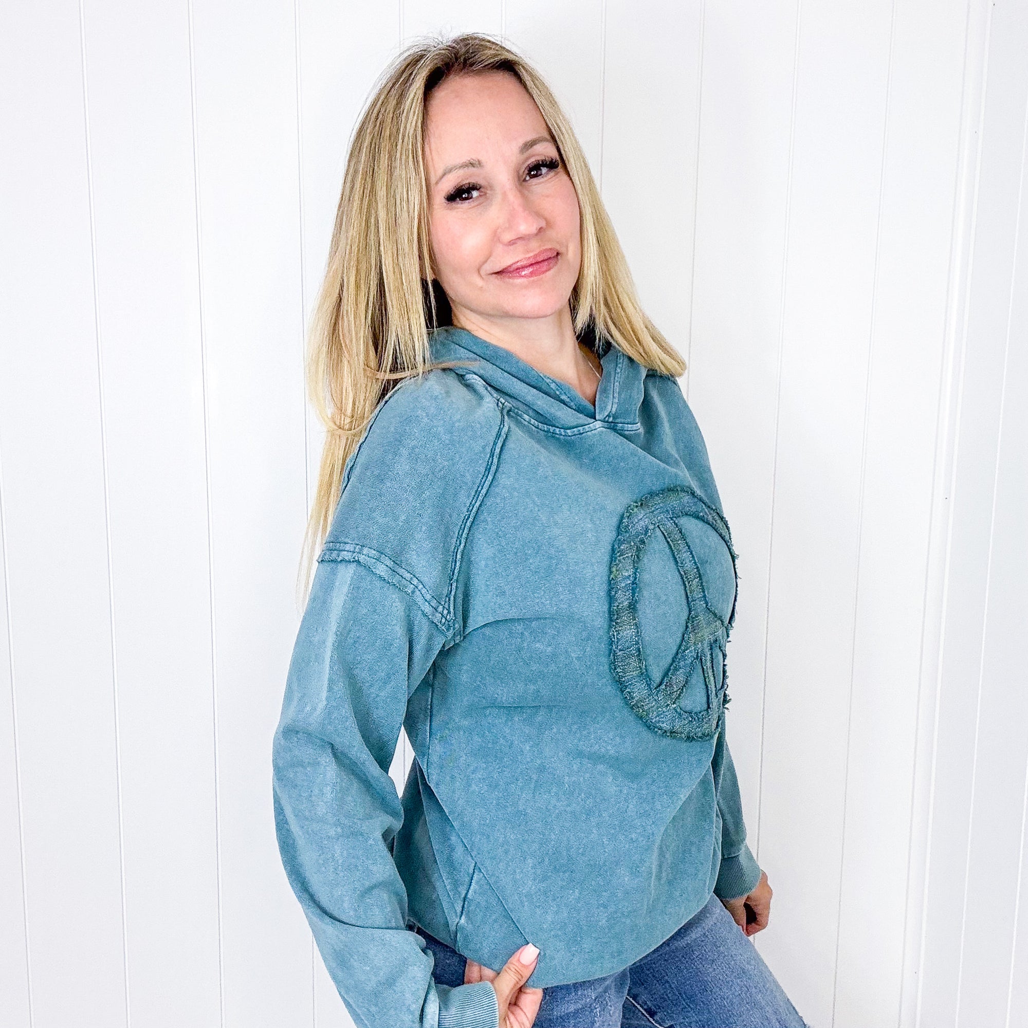 The Peacemaker Relaxed Mineral Washed Long Sleeve Hoodie in 8 Colors - Boujee Boutique 