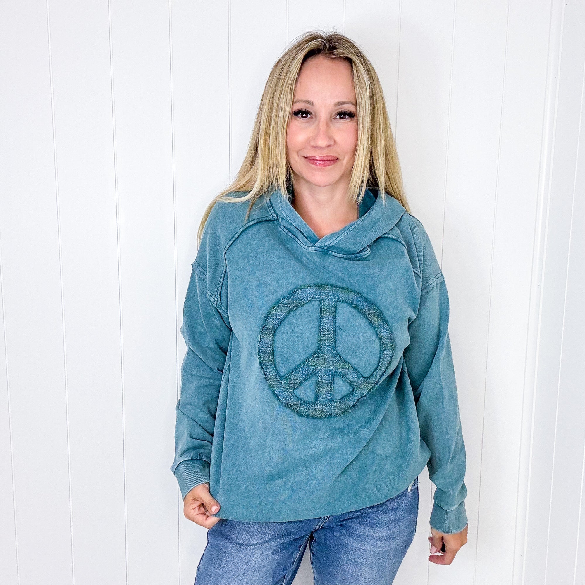 The Peacemaker Relaxed Mineral Washed Long Sleeve Hoodie in 8 Colors - Boujee Boutique 