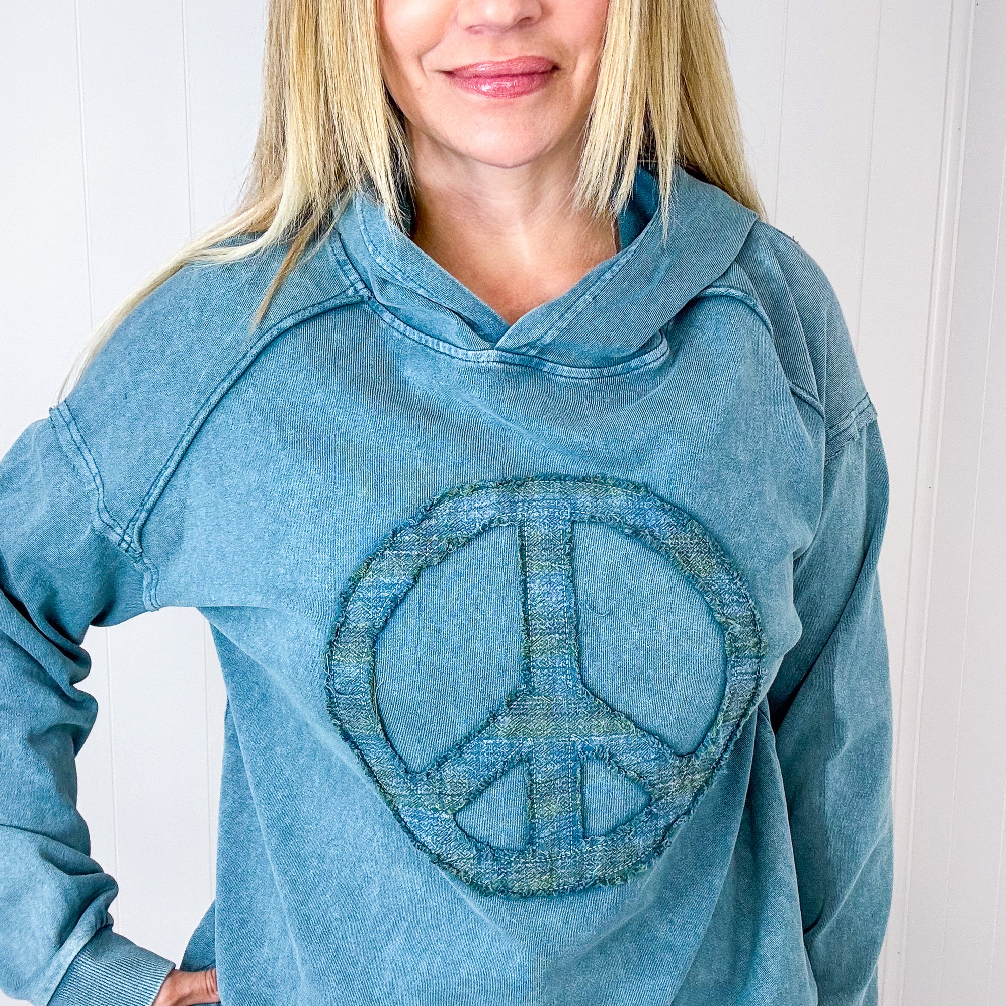 The Peacemaker Relaxed Mineral Washed Long Sleeve Hoodie in 8 Colors - Boujee Boutique 