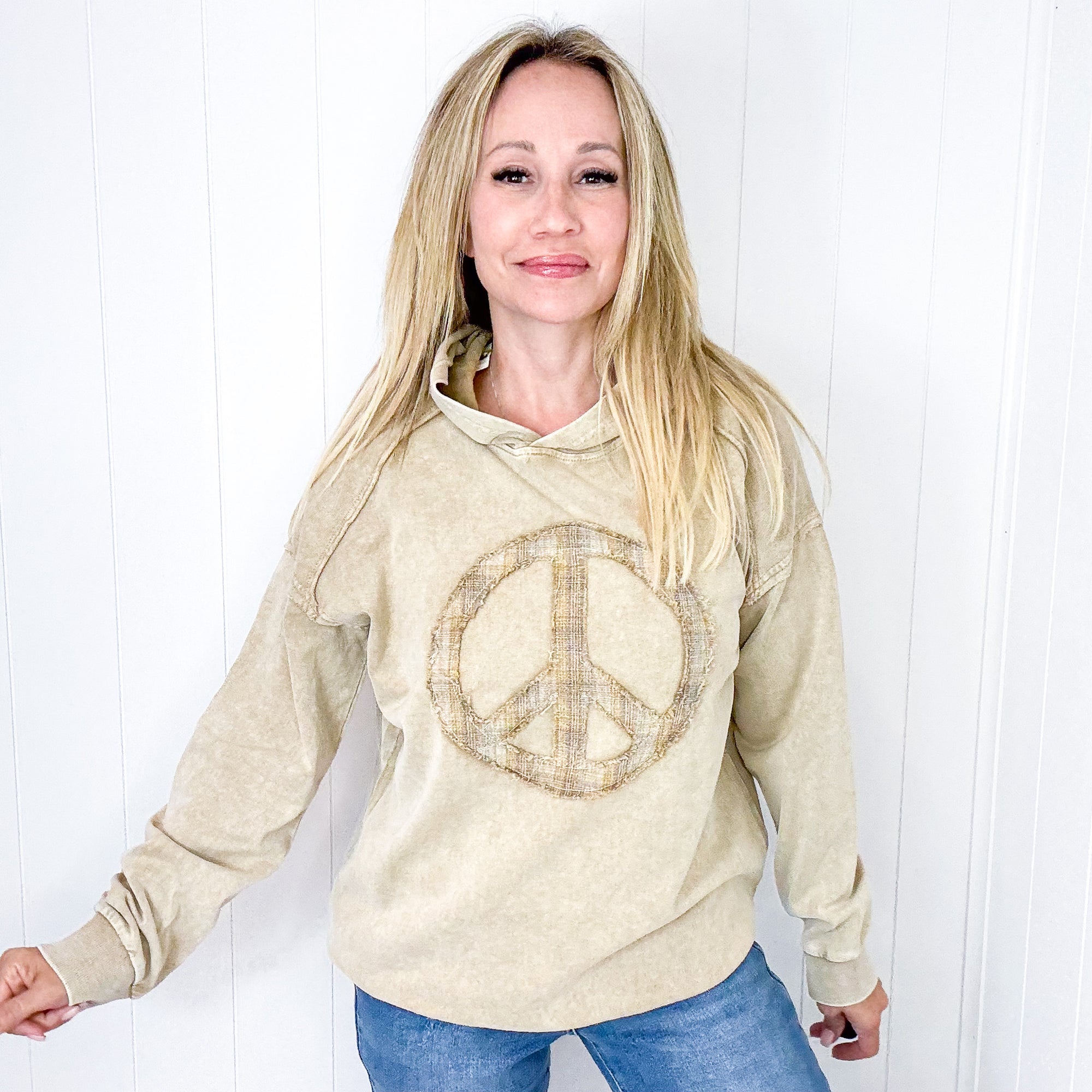 The Peacemaker Relaxed Mineral Washed Long Sleeve Hoodie in 8 Colors - Boujee Boutique 