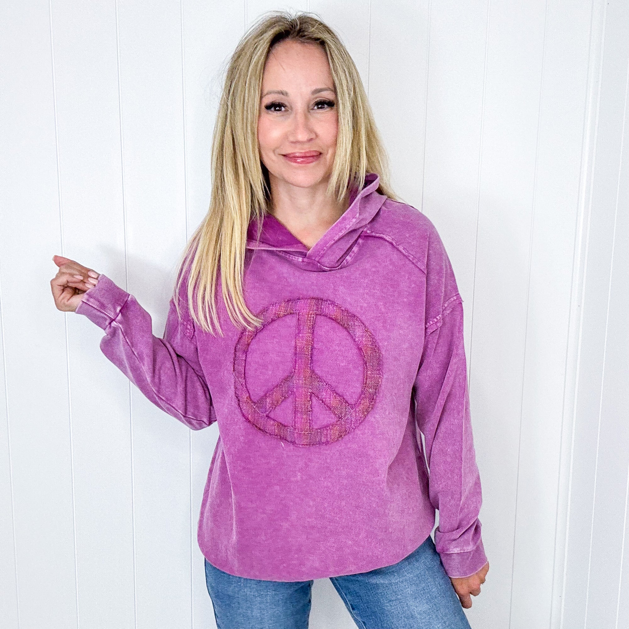 The Peacemaker Relaxed Mineral Washed Long Sleeve Hoodie in 8 Colors - Boujee Boutique 