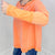 Washed Orange Raw Hem Long Sleeve Top - Boujee Boutique 