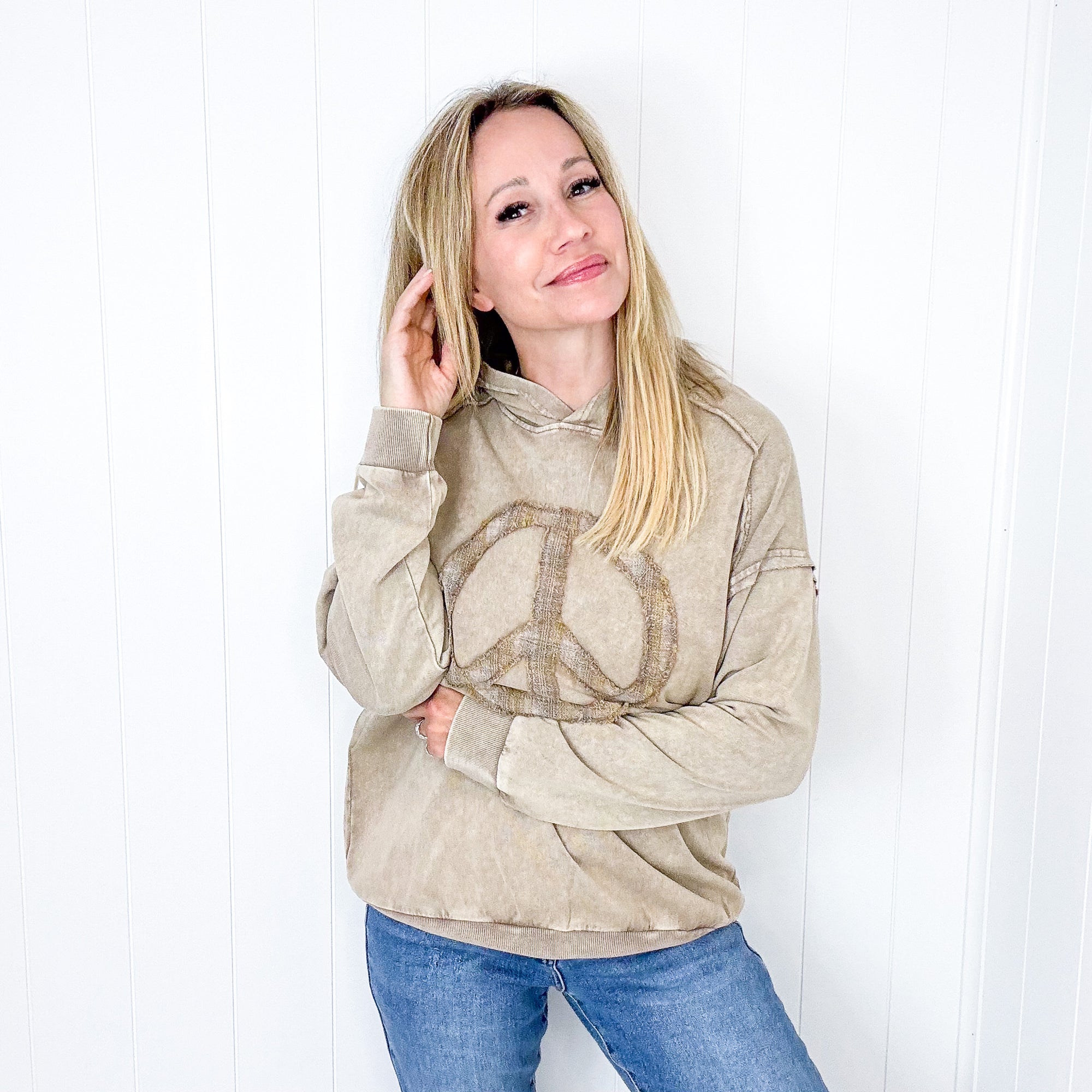 The Peacemaker Relaxed Mineral Washed Long Sleeve Hoodie in 8 Colors - Boujee Boutique 