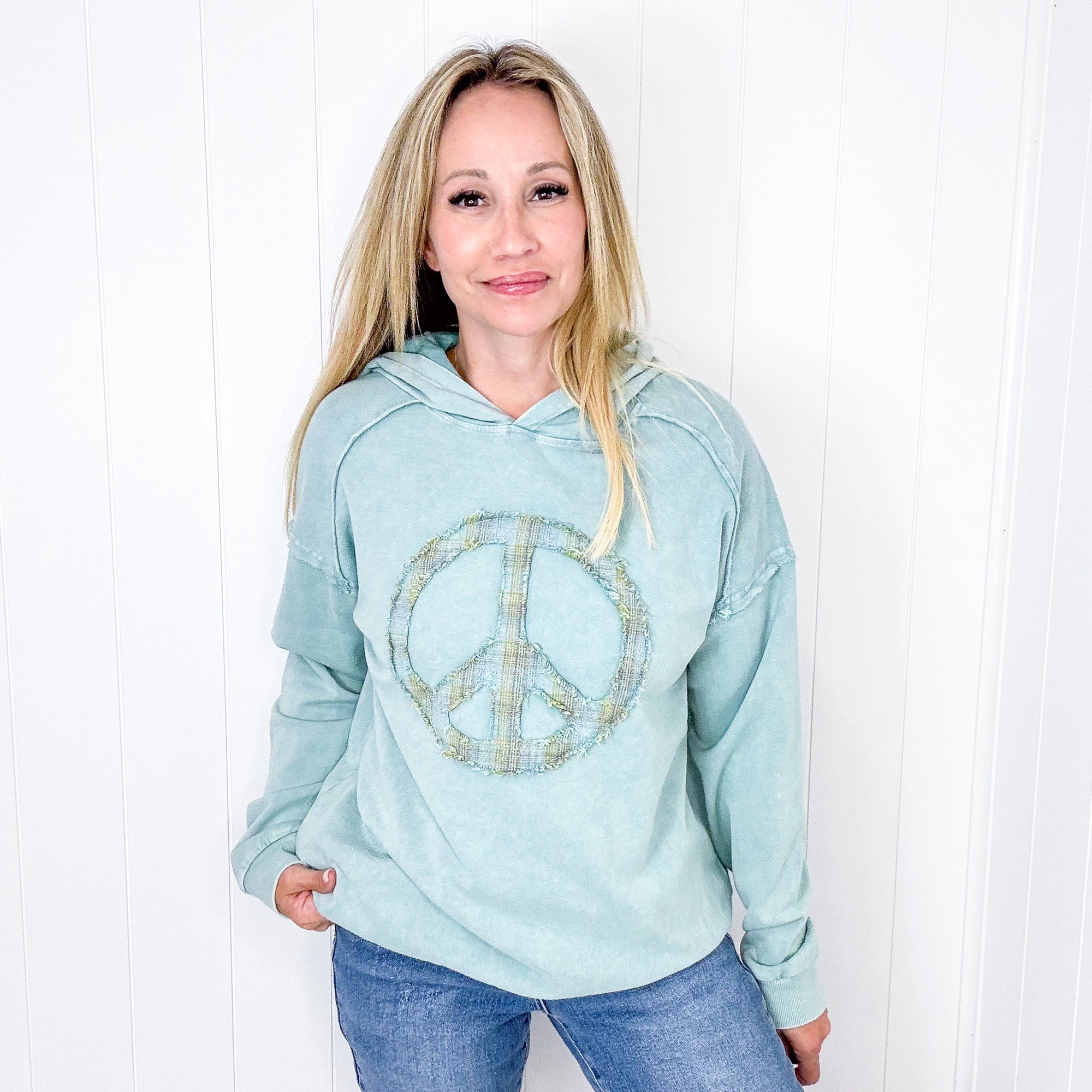 The Peacemaker Relaxed Mineral Washed Long Sleeve Hoodie in 8 Colors - Boujee Boutique 