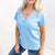 POL Light Blue Lace Shoulder Detail Ribbed Short Sleeve Top - Boujee Boutique 