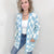 Blue Beverly Checkered Print Open Front Cardigan - Boujee Boutique 