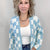 Blue Beverly Checkered Print Open Front Cardigan - Boujee Boutique 