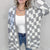 Grey Beverly Checkered Open Front Cardigan - Boujee Boutique 