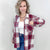 Burgundy Button Down Plaid Long Sleeve Shacket - Boujee Boutique 