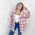 Pink Oversized Western Plaid Jacket with Front Pockets - Boujee Boutique 
