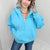 Kenna Aqua Quater Zip Pullover Hoodie - Boujee Boutique 