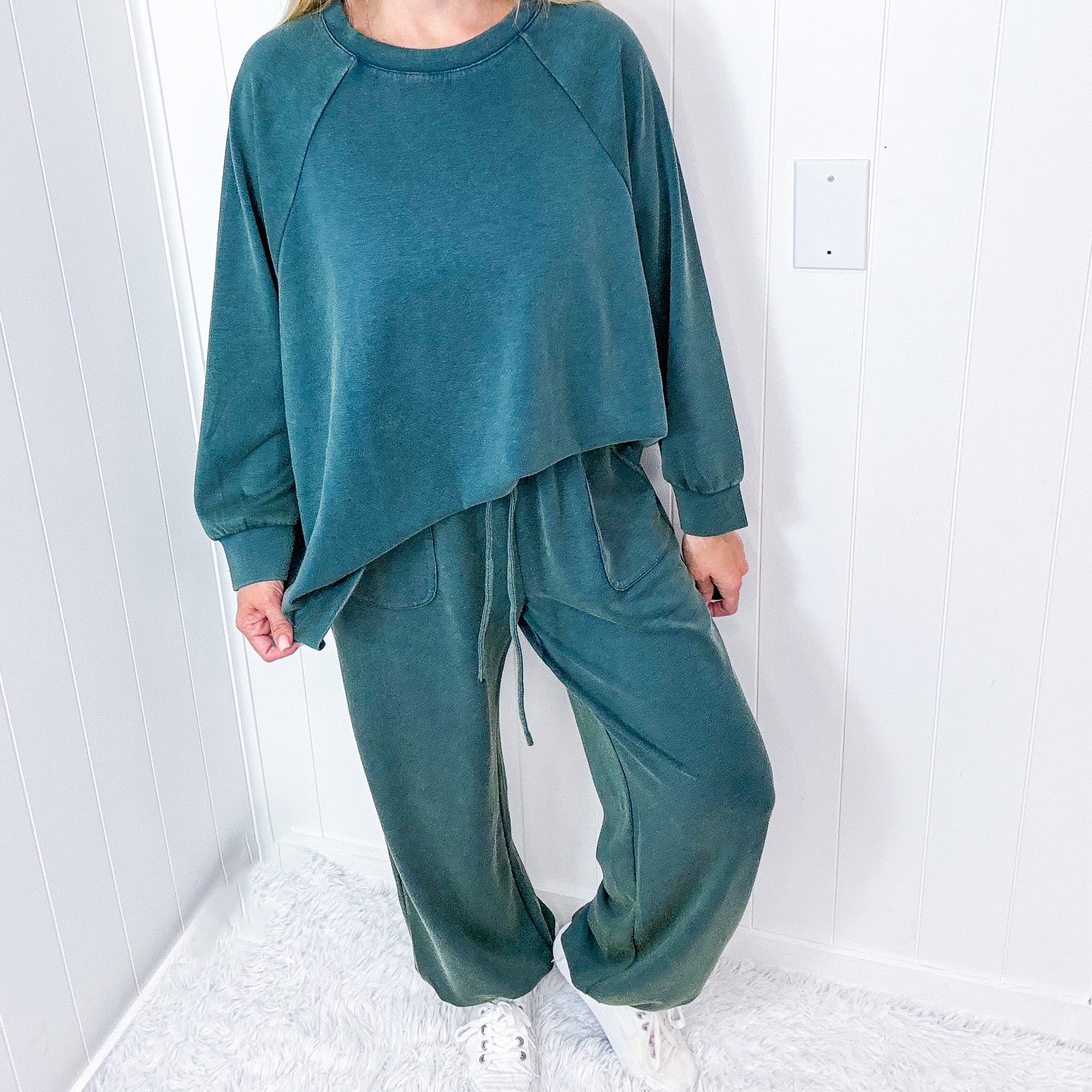 The Lounge Around Mineral Washed Soft Scuba Boxy Pullover Top in 4 Colors - Boujee Boutique 