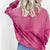 Easel Burgundy Bleach Washed Long Sleeve Pullover - Boujee Boutique 