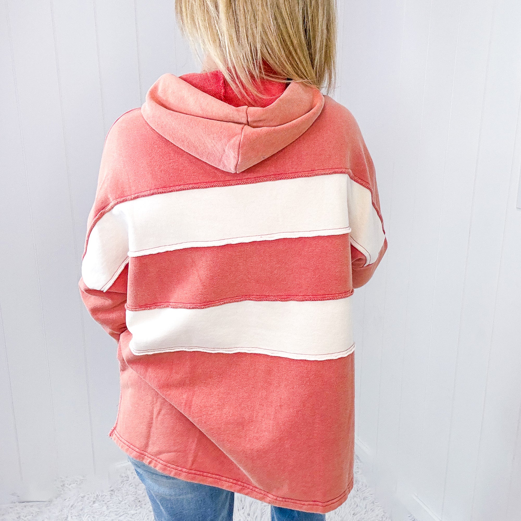 Autumn Spice Terry Knit Color Block Long Sleeve Hoodie - Boujee Boutique 