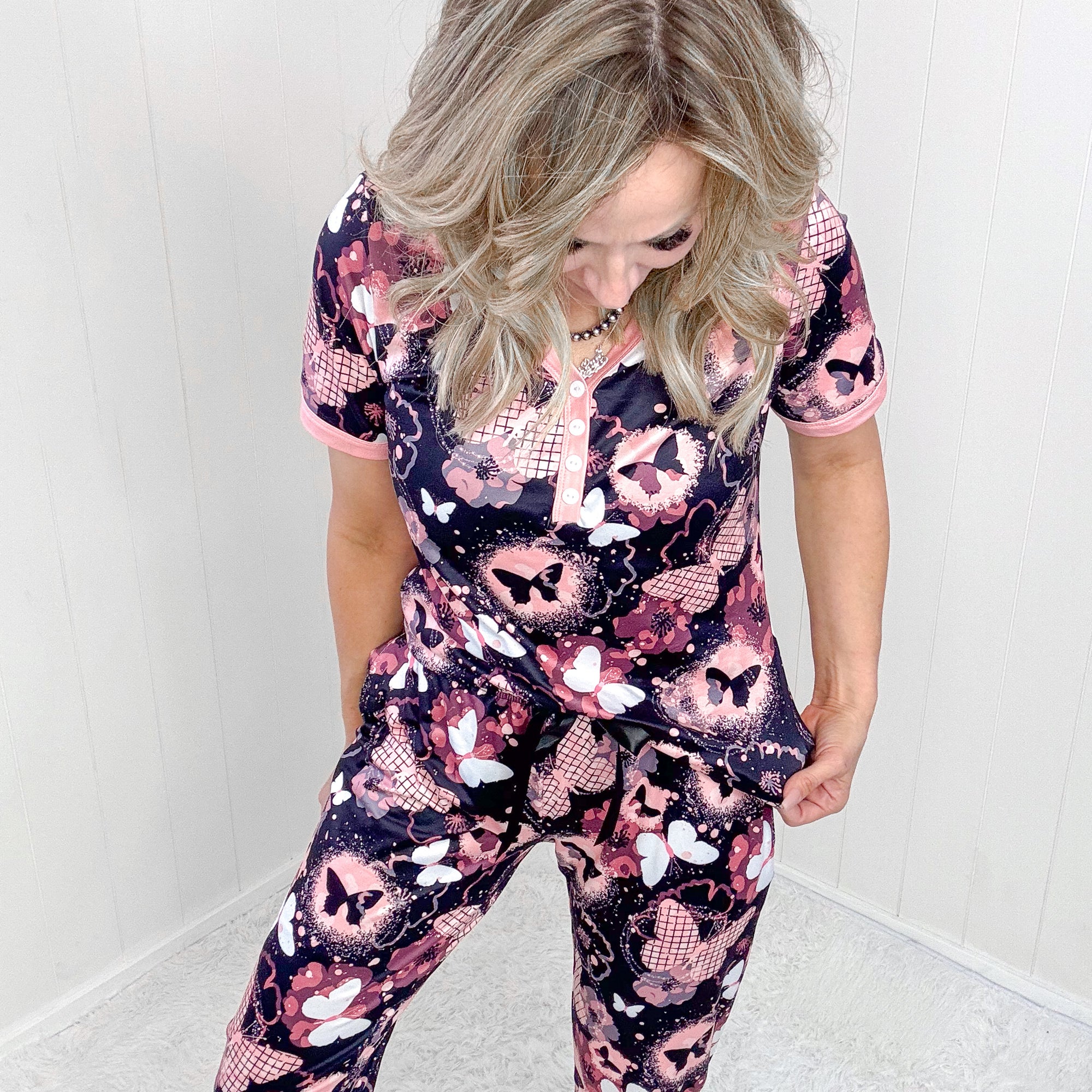 Melody Wingbrush Butterfly Short Sleeve Pajama Set - Boujee Boutique 