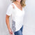 POL White V-Neck Short Sleeve Lace Trim Top - Boujee Boutique 