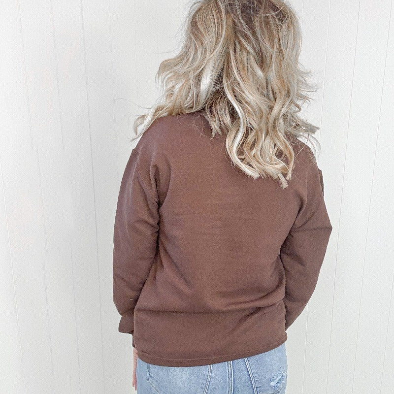 Coffee Weather Crewneck Sweatshirt in Brown - Boujee Boutique 