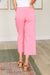 Judy Blue Pink High Waist Tummy Control Wide Leg Crop Jeans - Boujee Boutique 